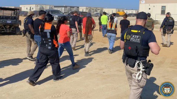 Law enforcement conduct a major immigration operation at the construction site of a Hyundai battery plant in Georgia Thursday