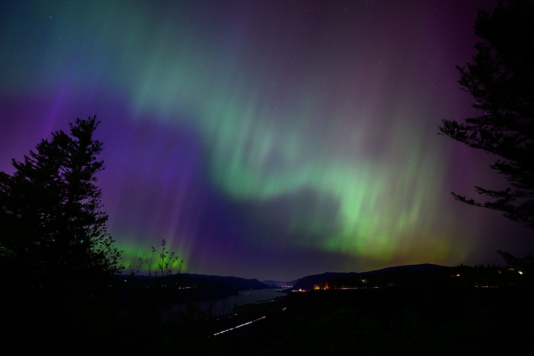 <i>Mathieu Lewis-Rolland/Getty Images/FILE via CNN Newsource</i><br/>Northern lights as seen from Latourell
