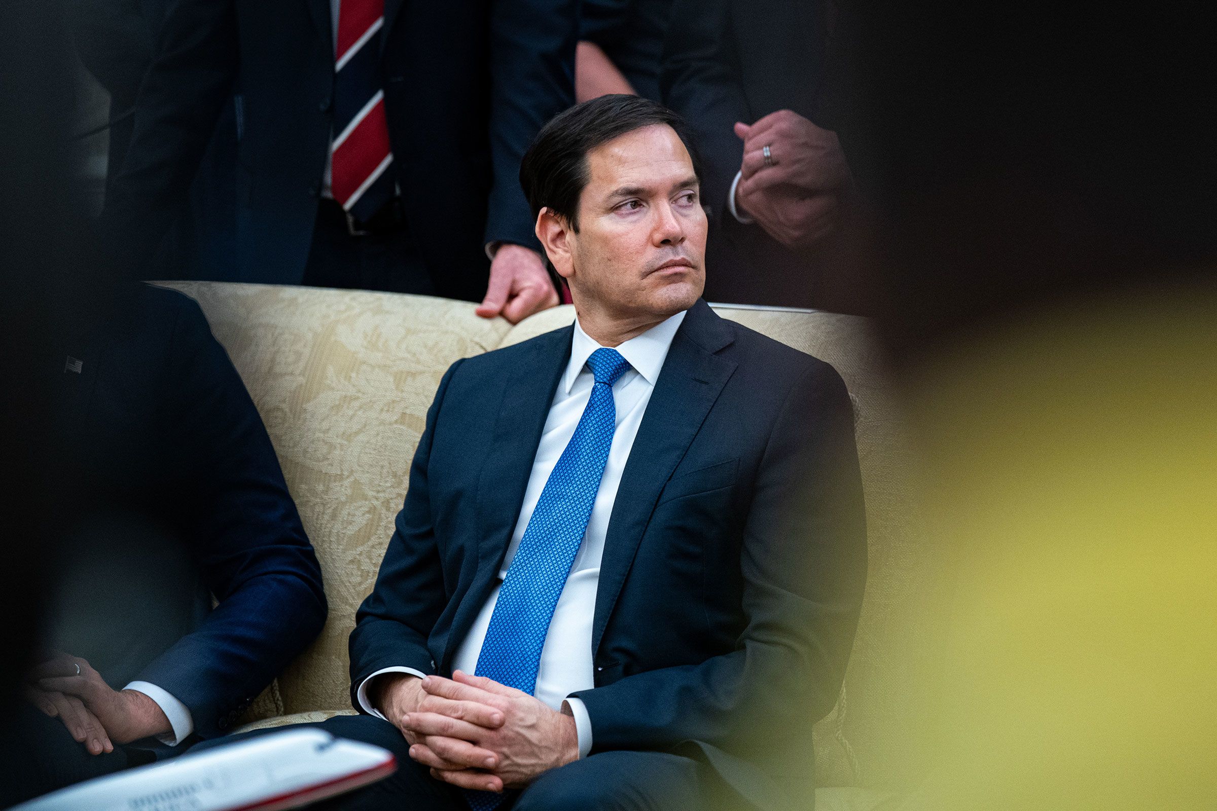 Secretary of State Marco Rubio in the Oval Office of the White House on August 25. Rubio said Tuesday that the United States “conducted a lethal strike” against an alleged “drug vessel” in the southern Caribbean.