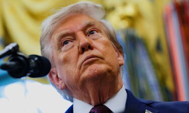President Donald Trump looks on during an event in the Oval Office at the White House on September 2.