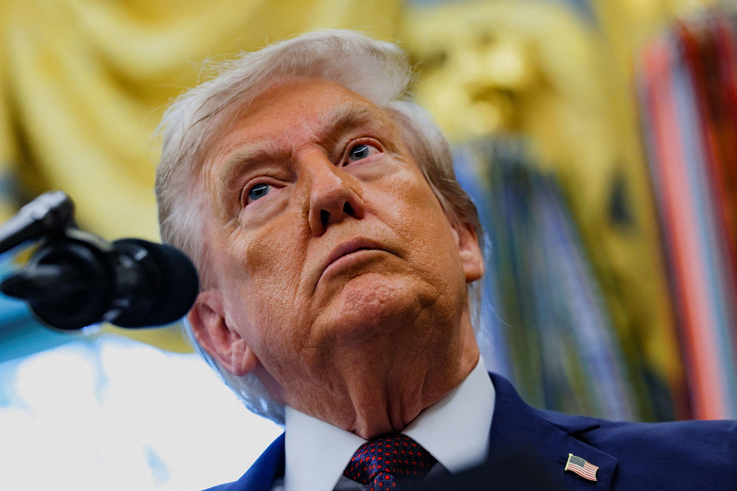 <i>Brian Snyder/Reuters via CNN Newsource</i><br/>President Donald Trump looks on during an event in the Oval Office at the White House on September 2.