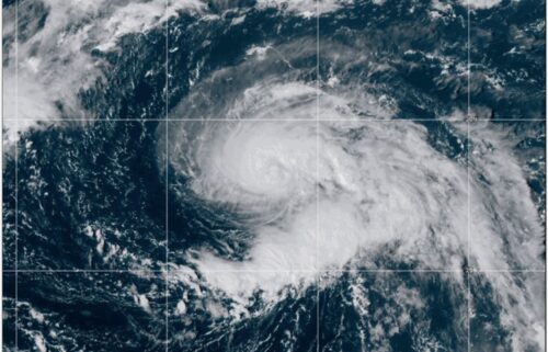 This Satellite image provided by NOAA Tropical Storm Gabrielle on Sunday