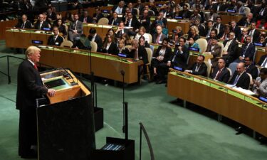 President Donald Trump addresses the 73rd United Nations General Assembly on September 25