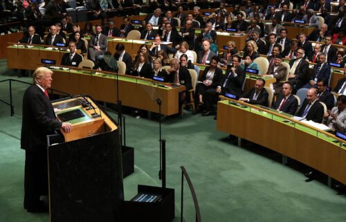 President Donald Trump addresses the 73rd United Nations General Assembly on September 25