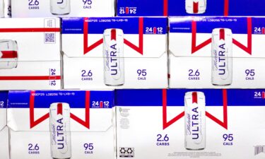 Cases of Michelob Ultra beer are displayed at a Costco Wholesale store.