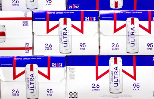 Cases of Michelob Ultra beer are displayed at a Costco Wholesale store.