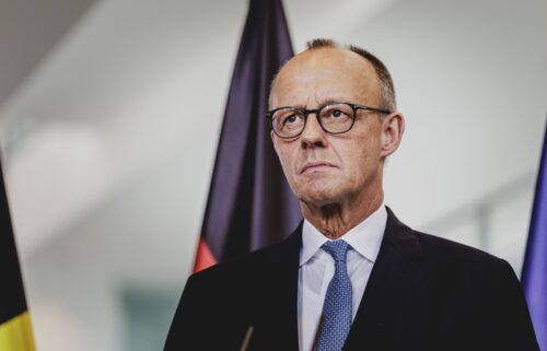 German Chancellor Friedrich Merz is pictured during a press conference after a meeting with his Belgian counterpart on August 26 in Berlin
