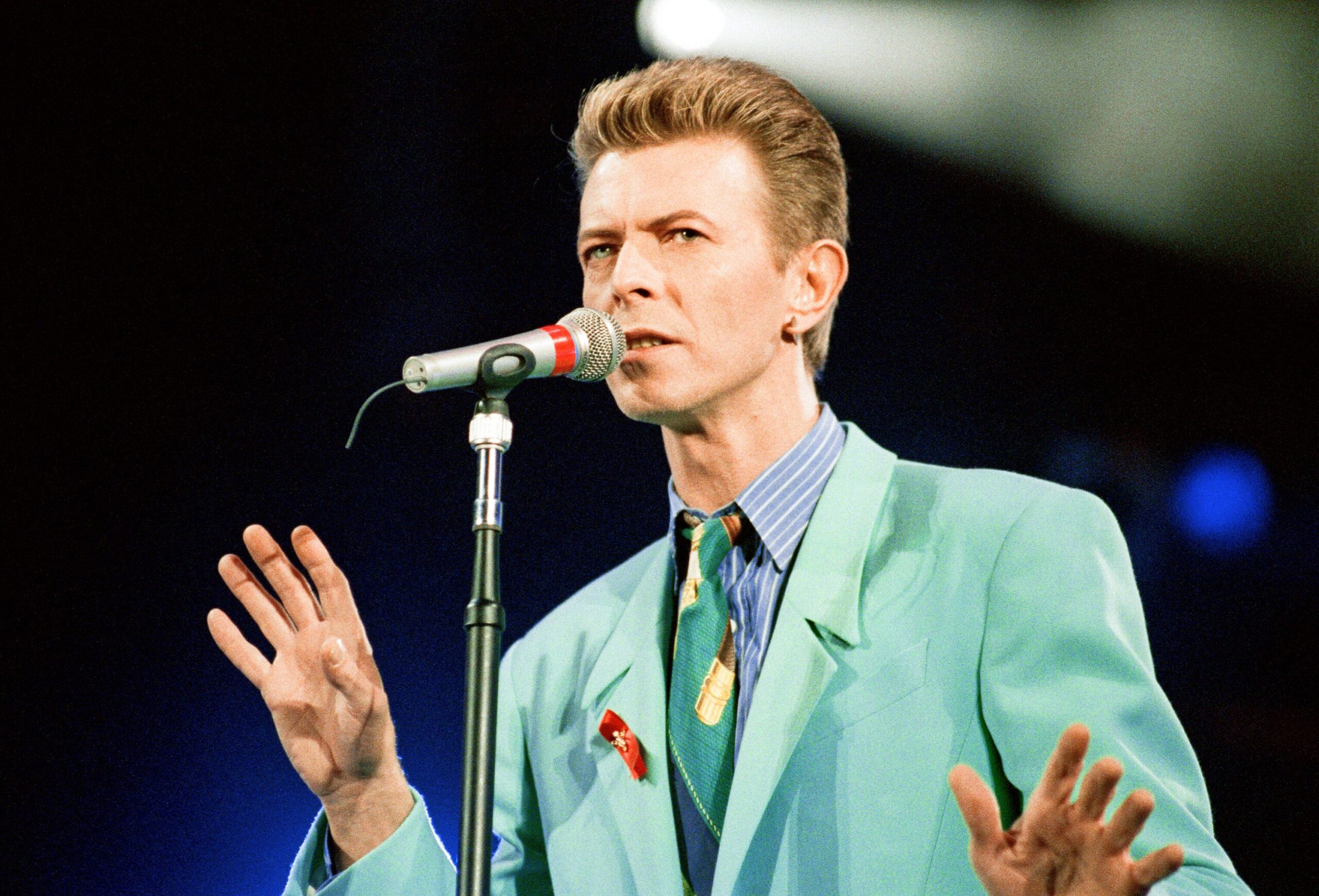 <i>Nigel Wright/Mirrorpix/Getty Images via CNN Newsource</i><br/>David Bowie at Wembley Stadium in 1992.