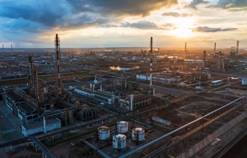 A general view shows the oil refinery of the Lukoil company in Volgograd