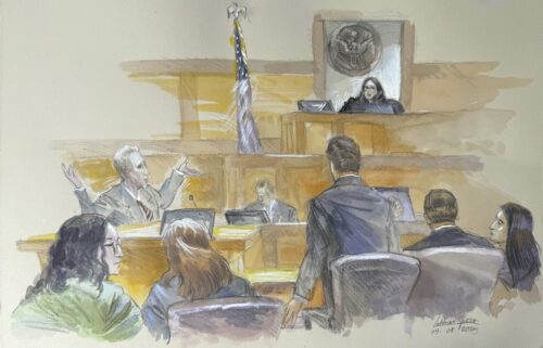 This courtroom sketch shows Ryan Routh