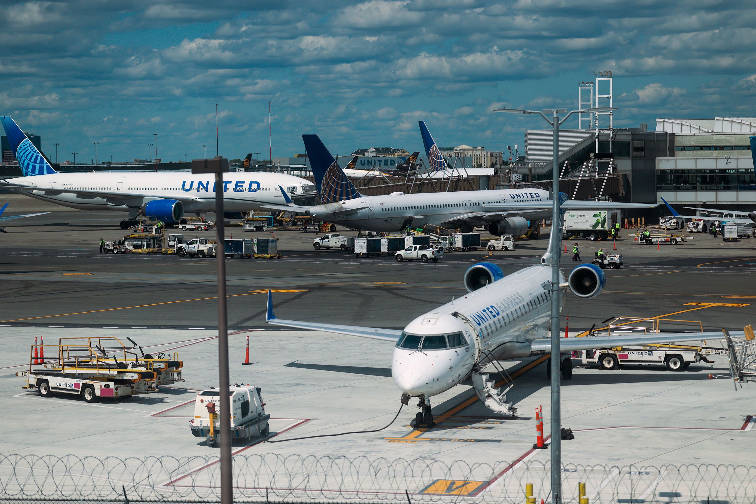 <i>Spencer Platt/Getty Images via CNN Newsource</i><br/>Planes sit on the tarmac at Newark Liberty International Airport on June 2 in Newark