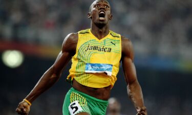 Bolt reacts after breaking the 200m world record with a time of 19.30 to win the gold medal in the men's final at the Beijing 2008 Olympic Games.