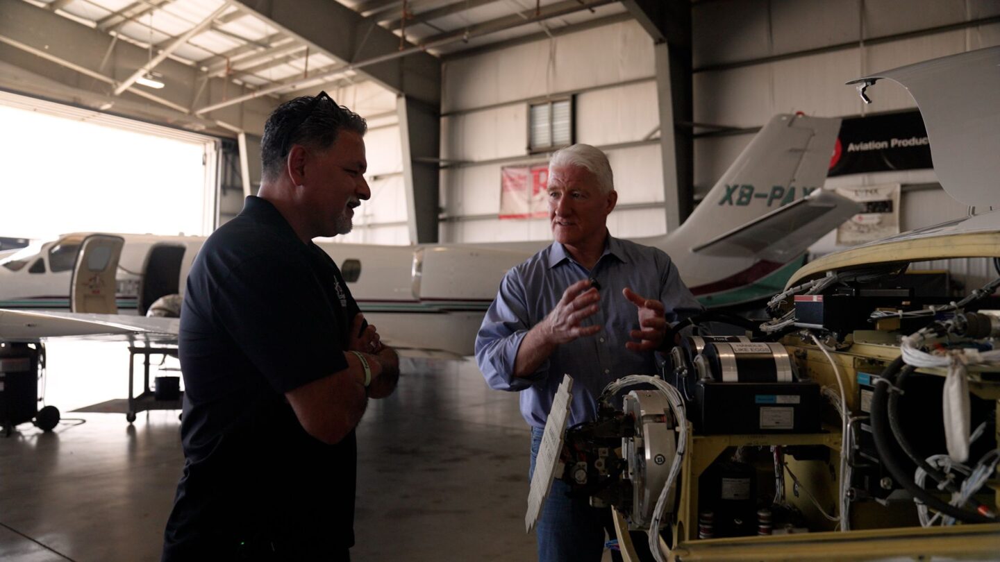 <i>CNN via CNN Newsource</i><br/>Manny Rizo speaks to John King at his company RizoJet Avionics