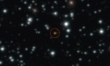 The orange dot at the center of this image represents a powerful explosion that repeated several times over one day.