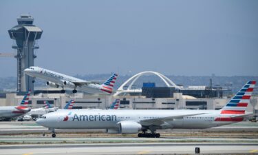 An American Airlines Airbus A321 on the tarmac at Los Angeles International Airport on July 6