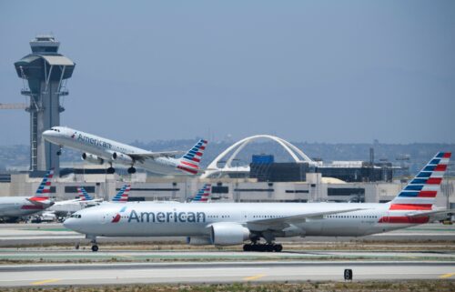 An American Airlines Airbus A321 on the tarmac at Los Angeles International Airport on July 6