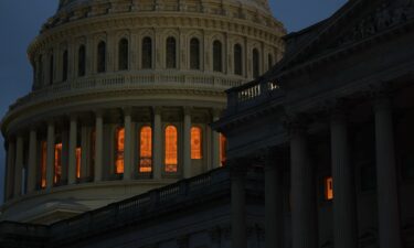 A view of the US Capitol as the sun sets on September 29