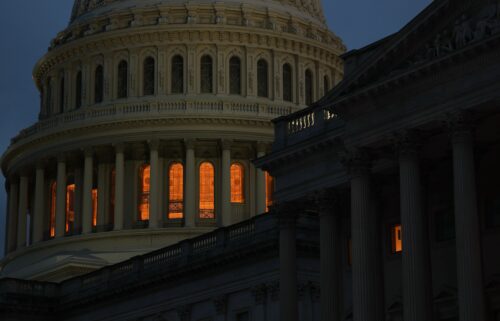 A view of the US Capitol as the sun sets on September 29