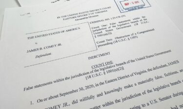 The indictment of former FBI director James Comey is photographed Thursday