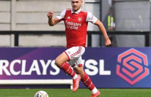 Billy Vigar plays for the Arsenal under-21 team on September 3