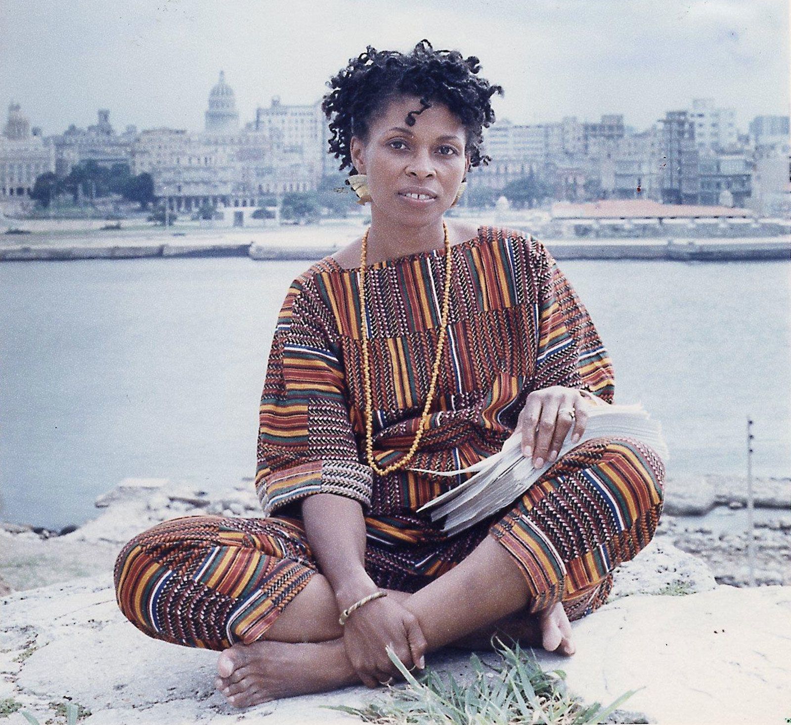 <i>Ozier Muhammad/Newsday RM via Getty Images via CNN Newsource</i><br/>Assata Shakur holds the manuscript of her autobiography in October 1987 in Havana.