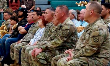 New Mexico National Guardsmen attend a ceremony to mark their deployment to the southern border.