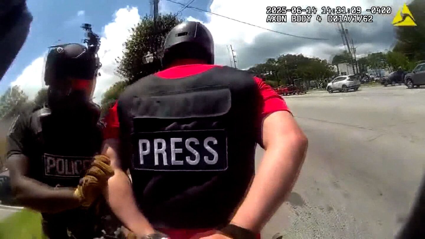 Mario Guevara was arrested on June 14 while live-streaming law enforcement officers at a “No Kings” demonstration in the metro Atlanta area.