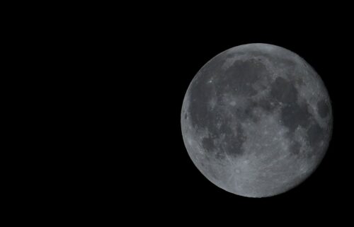 A harvest moon rises in the sky in September 2024 in Zagreb