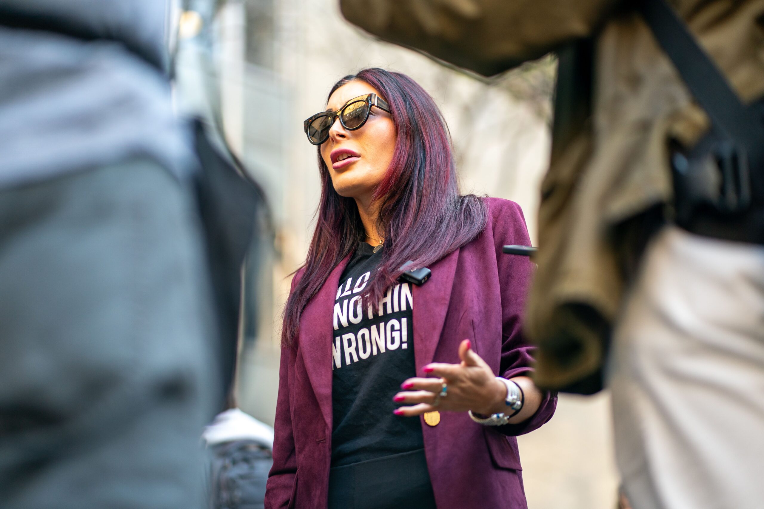 <i>David Dee Delgado/Getty Images via CNN Newsource</i><br/>Far-right activist Laura Loomer speaks to the media prior to the beginning of former President Donald Trump's Trial at Manhattan Criminal Court in April 2024 in New York City.