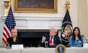 President Donald Trump and Israeli Prime Minister Benjamin Netanyahu leave the State Dining Room of the White House after a press conference in Washington