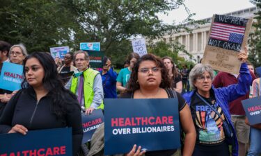 People attend the Health Care Over Billionaires Rally at the US Capitol on September 30.