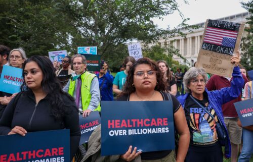 People attend the Health Care Over Billionaires Rally at the US Capitol on September 30.