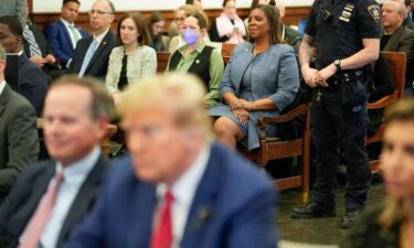 Attorney General Letitia James sits in the courtroom during the civil fraud trial of former U.S. President Donald Trump at New York Supreme Court in January 2024 in New York City.