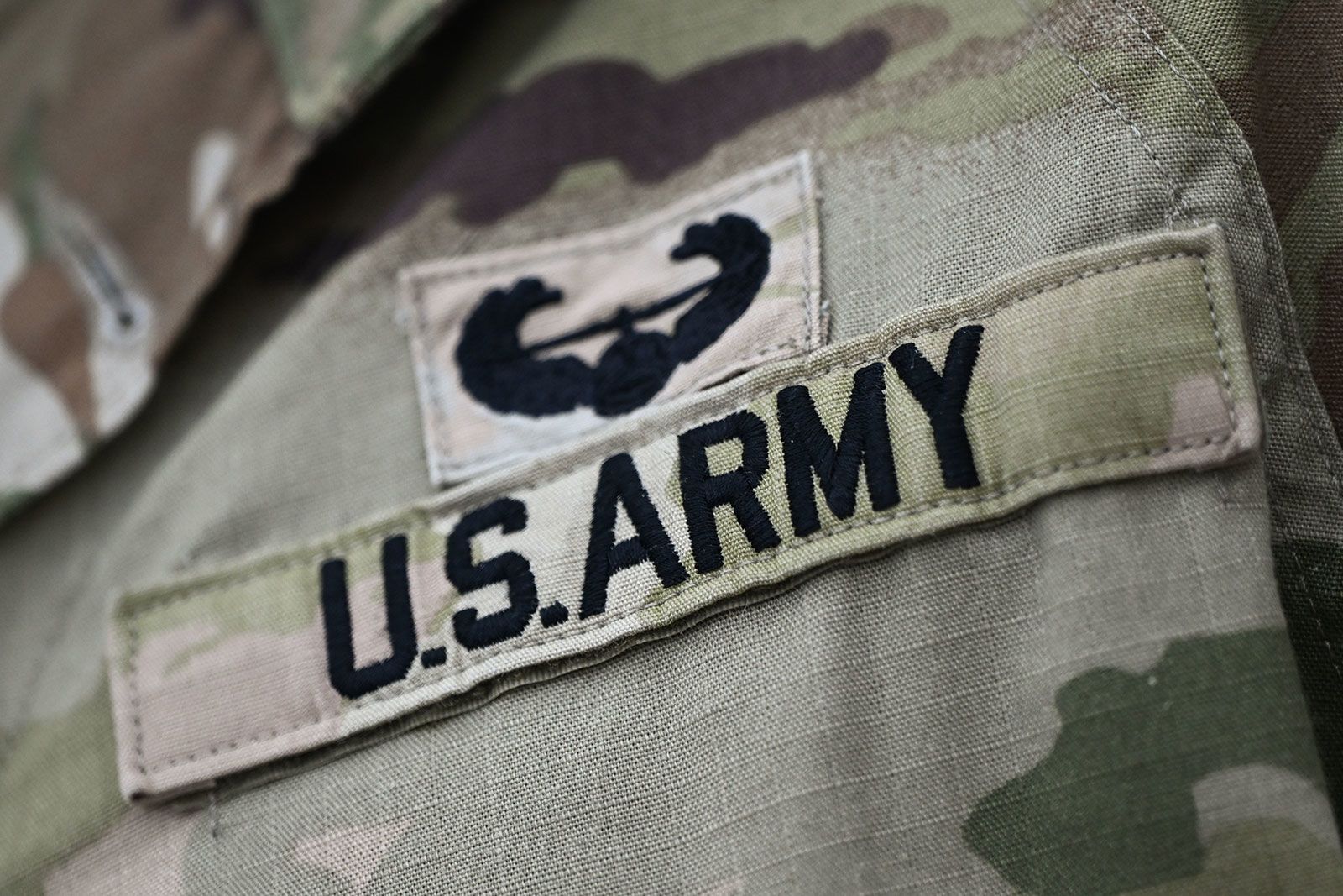 <i>Artur Widak/NurPhoto/Getty Images/File via CNN Newsource</i><br/>A US Army patch on the sleeve of an American soldier participating in the celebrations of Land Forces Day in Krakow