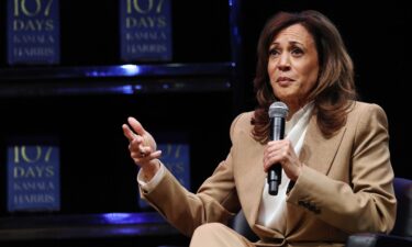 Former US Vice President Kamala Harris speaks at the Wiltern Theatre in Los Angeles