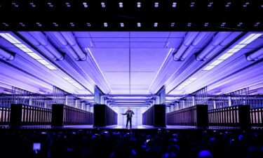 Nvidia CEO Jensen Huang delivers an address earlier this year.