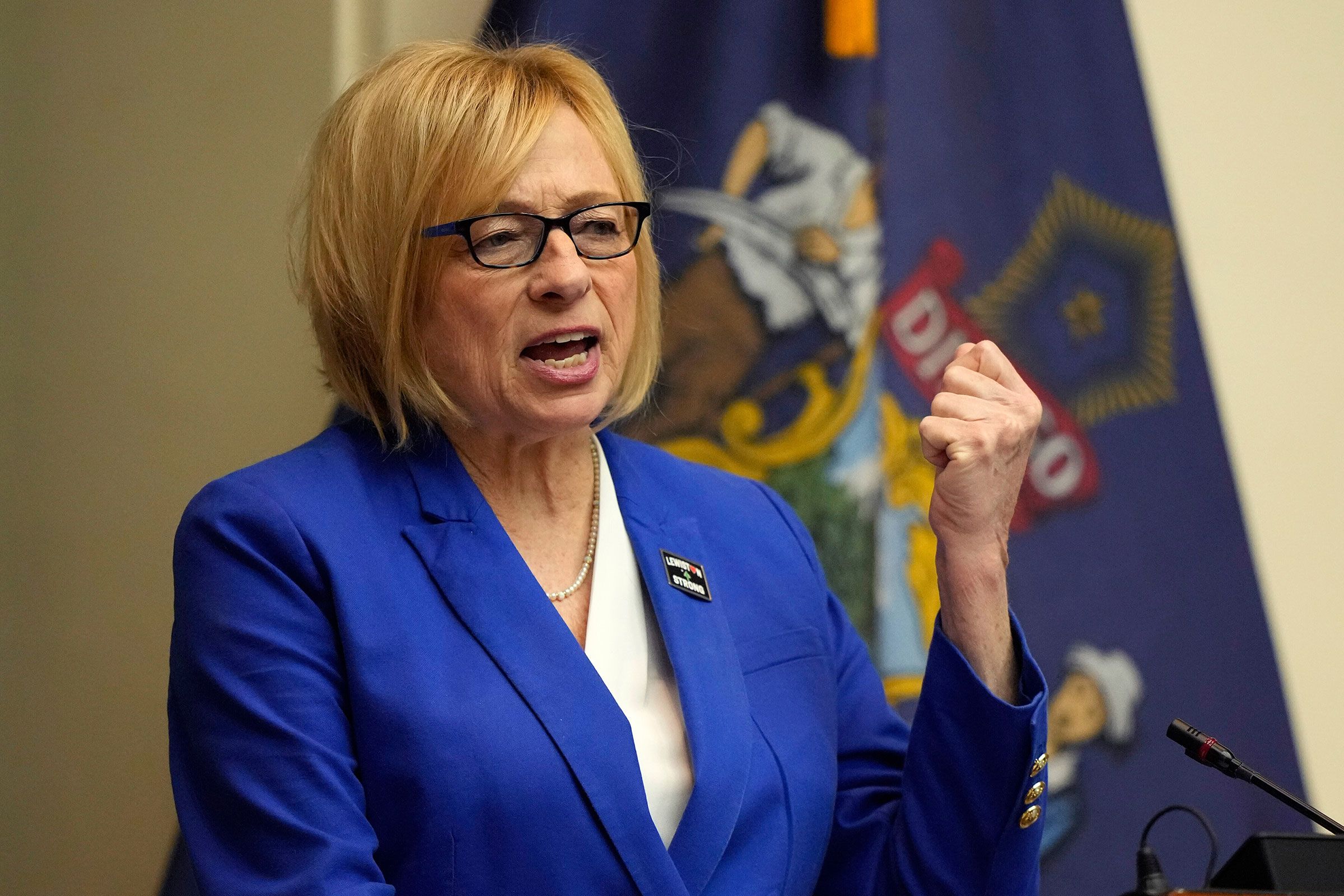 Democratic Gov. Janet Mills delivers her State of the State address at the State House in Augusta
