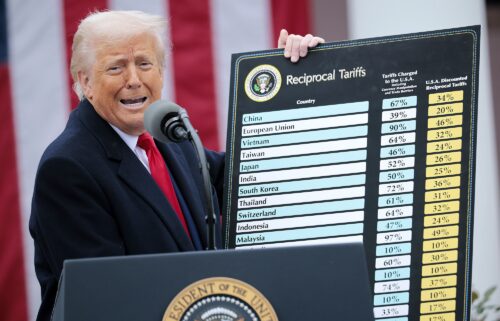 US President Donald Trump announces new tariffs at the White House on April 2
