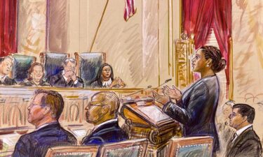 This sketch shows the inside of the US Supreme Court in Washington