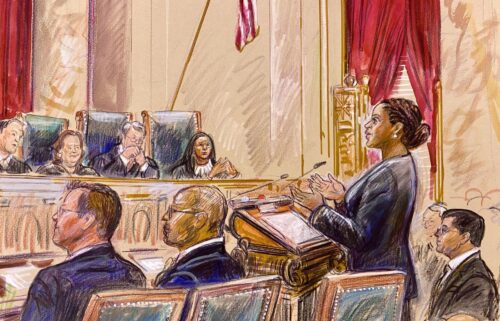 This sketch shows the inside of the US Supreme Court in Washington