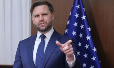 Vice President JD Vance gestures during a meeting with Israeli Prime Minister Benjamin Netanyahu (not pictured) at the Prime Minister's Office in Jerusalem