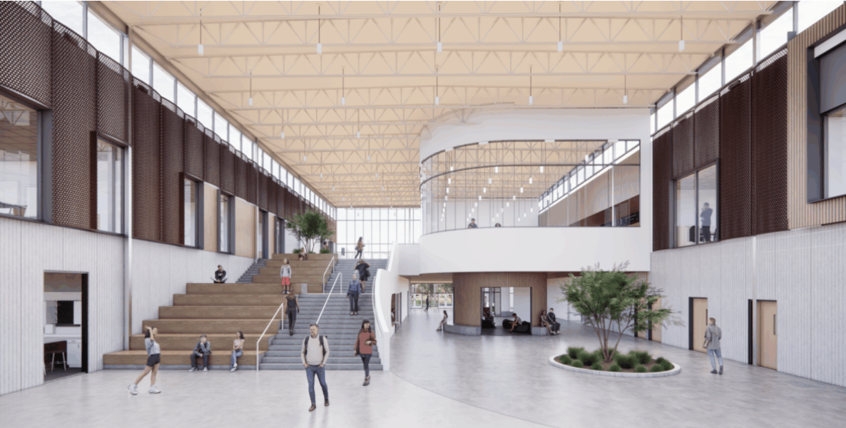 A rendering of the new Canutillo Middle School, where construction is expected to be complete in late 2027.