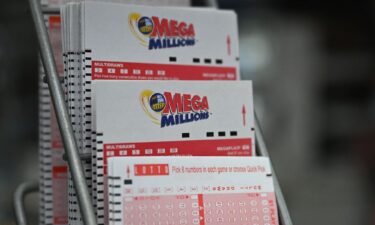 Lottery tickets for Mega Millions are displayed in a store in August 2023 in New York.