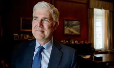 Supreme Court Justice Neil Gorsuch poses for a portrait in his office at the Supreme Court in July 2024 in Washington DC.
