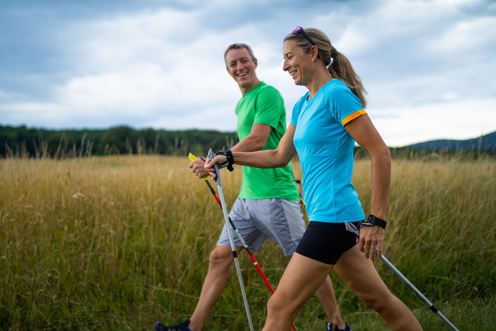 <i>karetoria/Moment RF/Getty Images via CNN Newsource</i><br/>Nordic walking poles have built-in gloves for your hands instead of loops found on hiking poles.