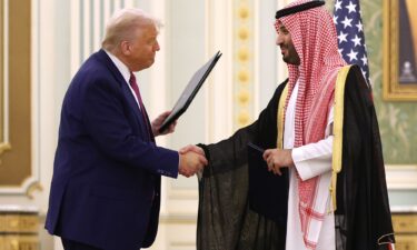 President Donald Trump and Saudi Crown Prince Mohammed bin Salman attend a signing ceremony at the Saudi Royal Court on May 13