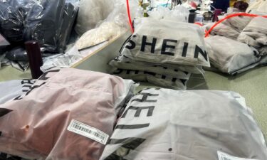 Packs of clothing at a garment factory for Shein in Guangzhou