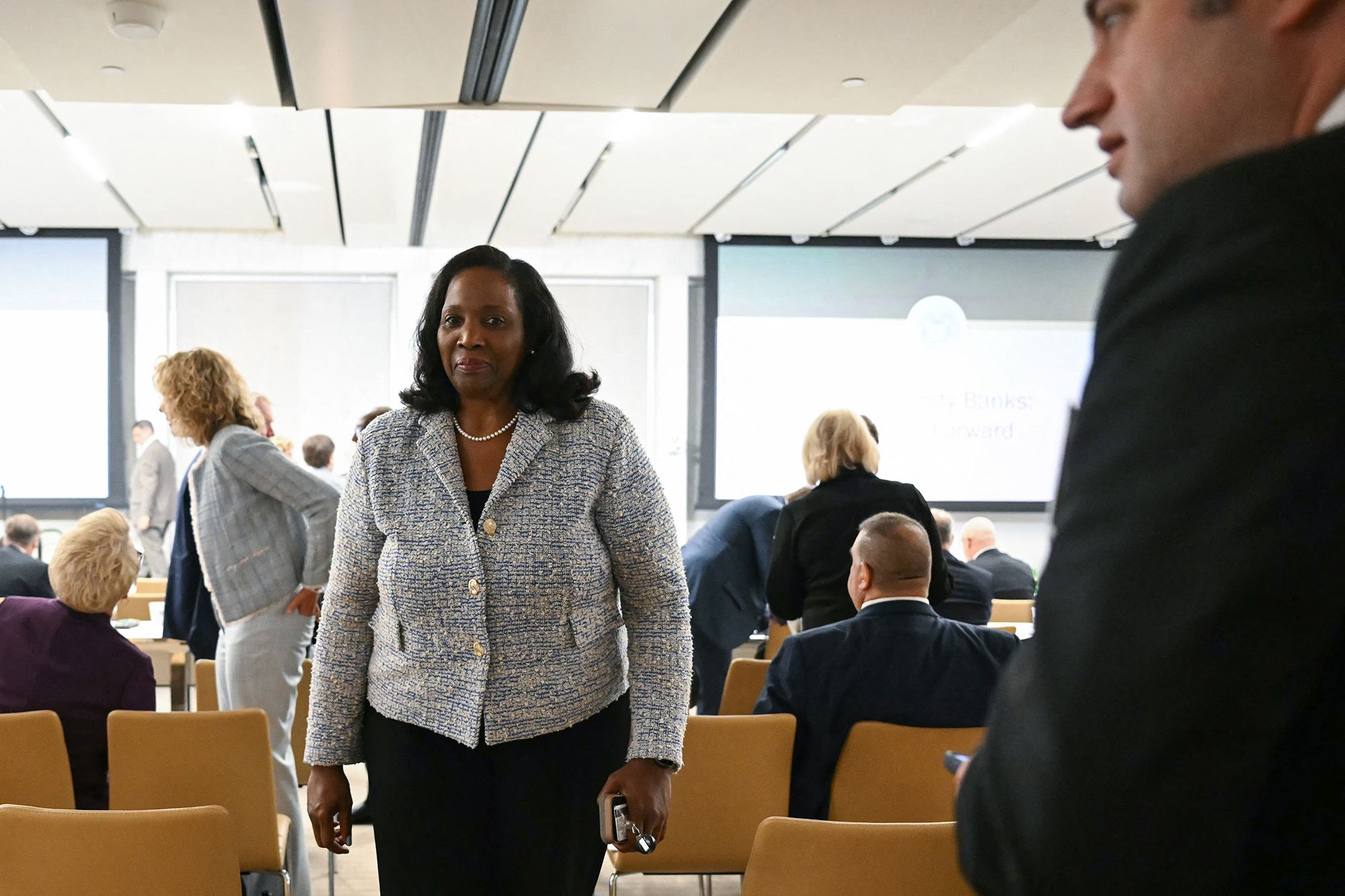 <i>Andrew Caballero-Reynolds/AFP/Getty Images via CNN Newsource</i><br/>Federal Reserve Governor Lisa Cook at a Fed conference on October 9 in Washington