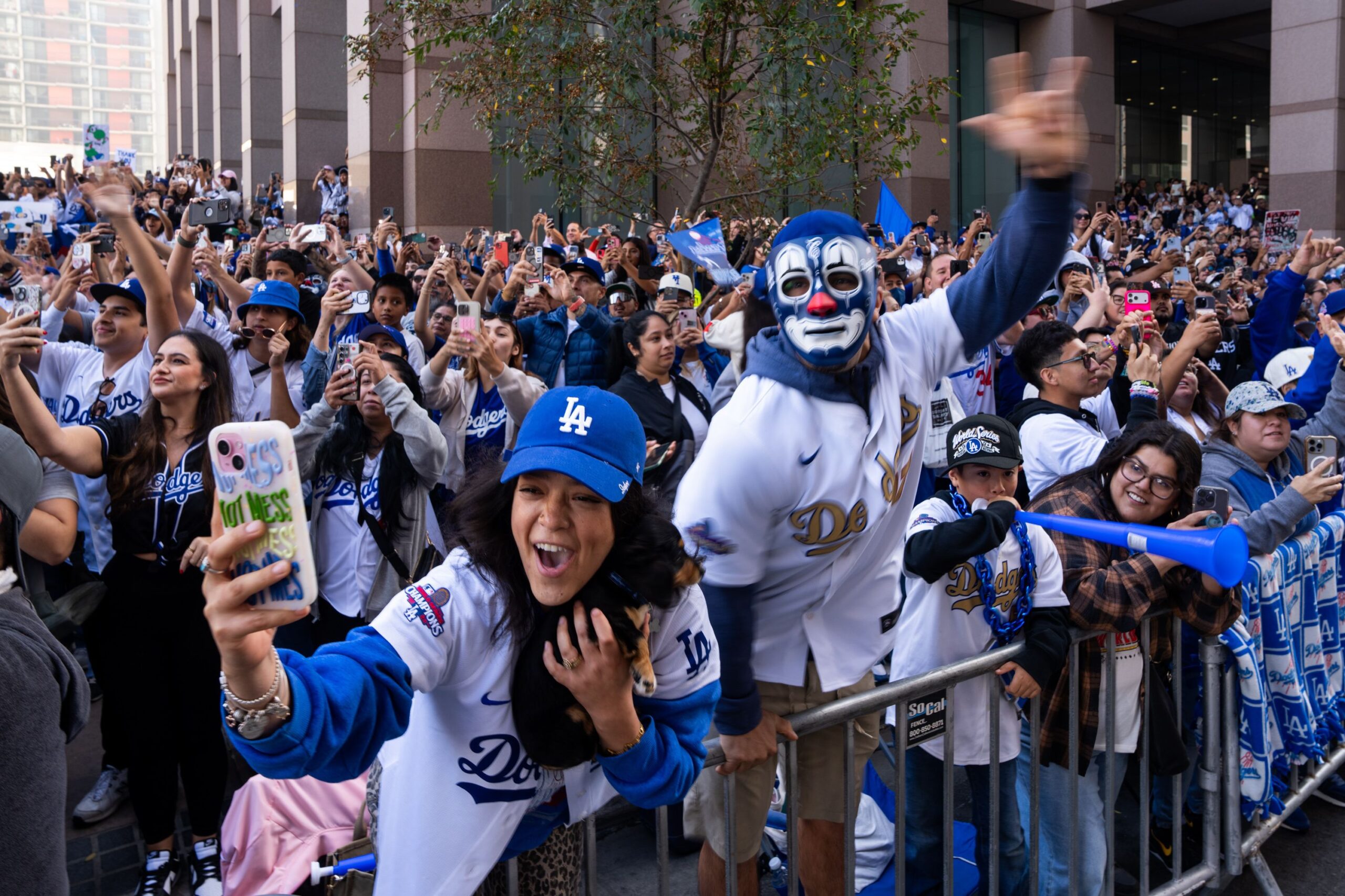 <i>Wayne Qien/VCGPIX/AP via CNN Newsource</i><br/>Fans cheer along the route during the Los Angeles Dodgers' World Series championship parade on Monday.