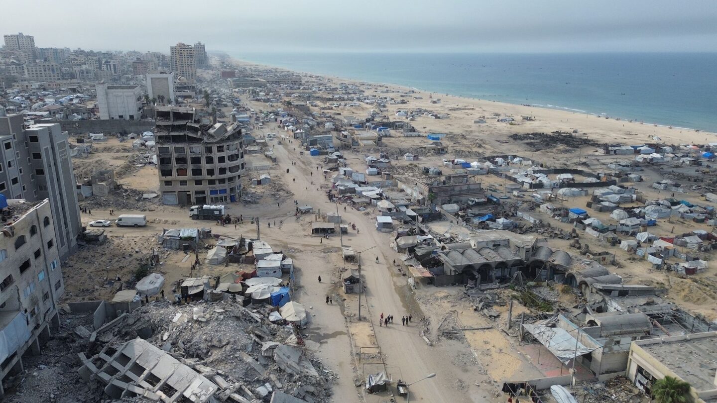 <i>Mohammed Eslayeh/Anadolu/Getty Images via CNN Newsource</i><br/>An aerial view of the Gaza Port